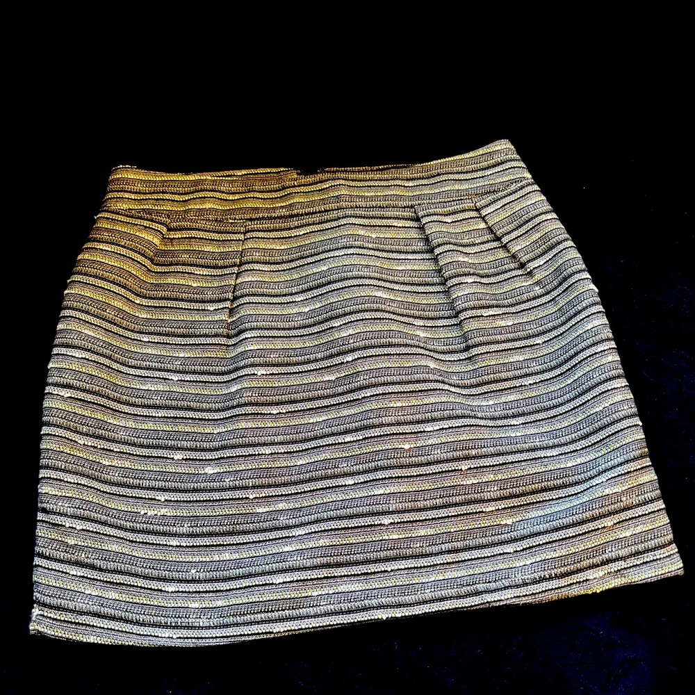 Missimo Black, White & Lime Green striped (short) pencil skirt